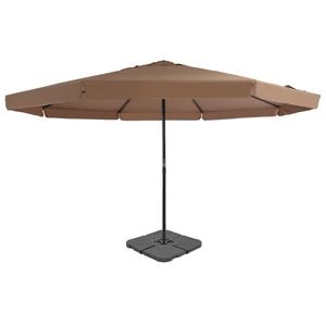 Umbrela de exterior cu baza portabila, gri taupe