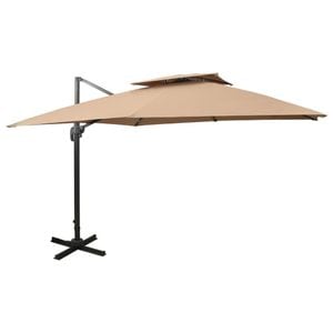 Umbrela suspendata cu invelis dublu, gri taupe, 300x300 cm