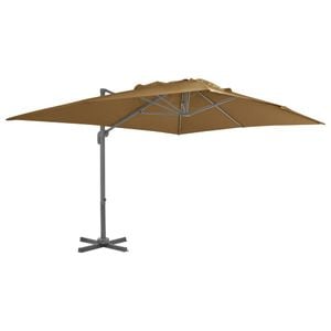 Umbrela suspendata cu stalp din aluminiu, taupe, 400x300 cm