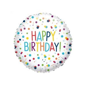 Balon folie, 45 cm, Happy Birthday Confetti - A4134075