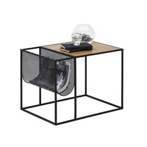Masa DacEnergy, constructie din metal, blat din MDF, o zona de depozitare, 55 x 40 x 45 cm, negru/stejar