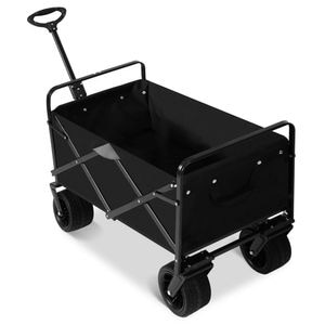 Carucior de transport DacEnergy, material cadru din otel, roti pivotante la 360, pliabil, buzunare practice, capacitate de incarcare pana la 120 kg, 90 x 50 x 61 cm, negru