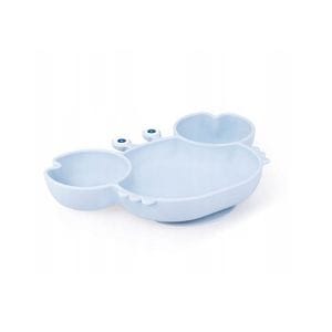 Farfurie GiliGums, Crab, Cu 3 compartimente, Cu ventuza, Din silicon, Fara BPA, 6 luni+, Gri