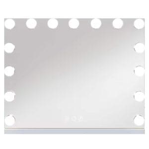 Oglinda machiaj profesionala, Simply joy, cu 15 becuri led si touch, 3 tipuri de lumina, intensitate reglabila, 58 x 46 x 12 cm, Alb