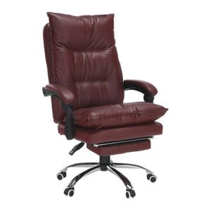 Scaun de birou DacEnergy, tapitat in piele ecologica, forma ergonomica, suport de picioare, inaltimereglabila, cotiere tapitate, 68 x 77 x 105-111 cm, visiniu si crom