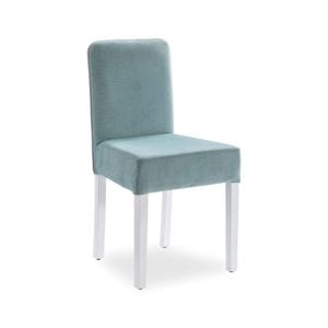 Scaun pentru copii, Summer Blue, tapitat cu stofa, cu picioare din lemn, 44x49x87 cm, Albastru