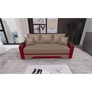 Canapea extensibila Bianca Babyface30 Fresh 8, 3 locuri, 220 x 108 x 81 cm, maro-rosu