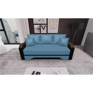 Canapea extensibila Bianca Fresh 34 Wenge, 3 locuri, 220 x 108 x 81 cm, albastru deschis