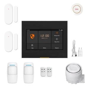 Sistem de securitate cu alarma Smart WiFi cu ecran tactil IPS 4.3", compatibila Tuya / SmartLife, Alb-negru