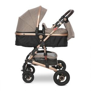 Carucior transformabil, Lorelli, Alba Premium, set adaptori pentru cosulet auto inclus, cadru din aluminium, pliere tip carte, geanta accesorii,  plasa antiinsecte, acoperitoare picioare vreme rece, Pearl Beige