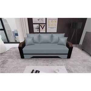 Canapea extensibila Bianca Babyface 26 Wenge, 3 locuri, lada depozitare, 220 x 108 x 81 cm, culoare gri