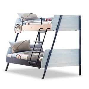 Pat etajat pentru copii, Colectia Trio, 90x200-120x200 cm, Albastru