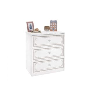 Comoda pentru camera fetelor, Colectia Selena Grey, 73x49x80 cm, Alb