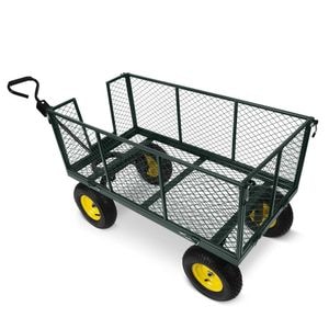 Carucior transport marfa DacEnergy, cadru puternic din otel, roti gonflabile cu supapa, 119 x 60 x 76 cm, capacitate de incarcare dinamica 350 kg, verde