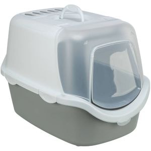 Litiera Pentru Pisici, Trixie, Vico Open Top, Acoperita ,Cu Lopatica, 40x40x56 cm, Gri Deschis/Alb, 40343
