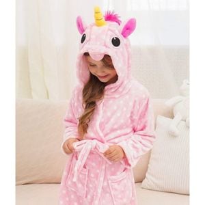 Halate de baie pentru copii, model cu Unicorn, roz-pal cu buline 11-13 ani