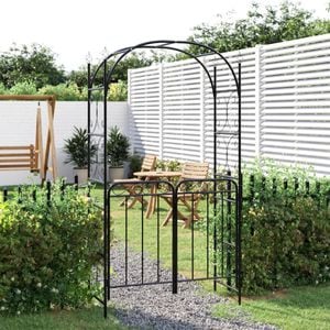 Arcada de gradina cu poarta vidaXL, otel, 108x45x235 cm, negru