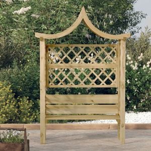 Pergola de gradina cu acoperis si banca vidaXL, lemn pin tratat, 55x55x220 cm