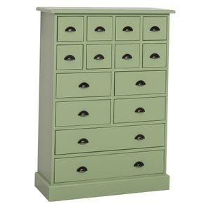 Comoda cu 14 sertare, culoare verde deschis P054, vopsit, 100% lemn masiv