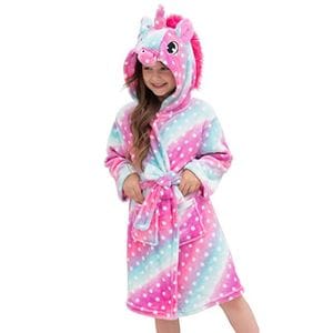 Halate de baie pentru copii, model cu Unicorn, cu buline, 11-13 ani, roz-bleu