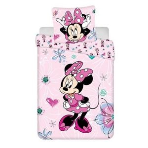 Set lenjerie pat copii Minnie Mouse, 2 piese, 100% bumbac, 160x200 cm, multicolor