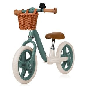 Bicicleta fara pedale, Lionelo, Alex Plus, Cu ghidon si sa reglabile, Cos depozitare si sonerie, Din otel, Roti din spuma EVA, 12 inch, Green Forest