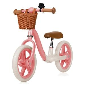 Bicicleta fara pedale, Lionelo, Alex Plus, Cu ghidon si sa reglabile, Cos depozitare si sonerie, Din otel, Roti din spuma EVA, 12 inch, Pink Rose