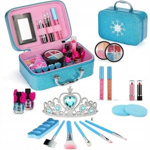 Trusa de Machiaj pentru Copii Princess Make-up idealSTORE, Include o Colectie interesanta de accesorii pentru infrumusetare, Geanta cu Maner pentru Transport