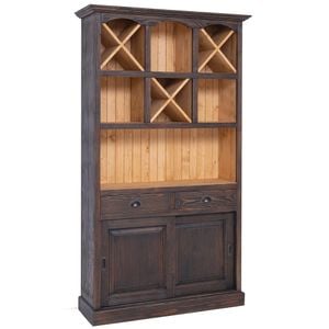 Mobilier de bar cu suport sticle, lemn masiv, 120 x 41 x 210 cm, maro inchis
