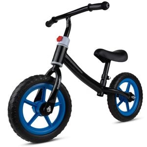 Bicicleta de echilibru fara pedale, LikeSmart Push Bike, Ghidon reglabil, Sa Moale, Manere anti alunecare, Roti Spuma EVA 12, Greutate Maxima 35 kg, Negru