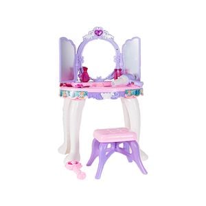 Masuta de Make-Up cu scaunel idealSTORE, Purple Glamour Dresser, 40 x 30 x 69 cm, echipata cu iesire MP3