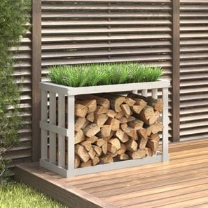 Suport busteni de exterior vidaXL, alb, 108x52x74 cm, lemn masiv pin