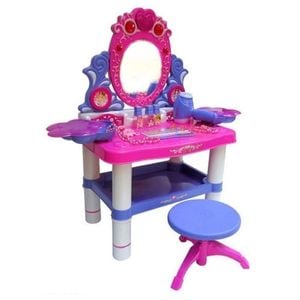 Masuta de Make-Up cu scaunel idealSTORE Soft Chic Dresser, 62 x 33 x 64 cm, cu oglinda, sunete si lumini