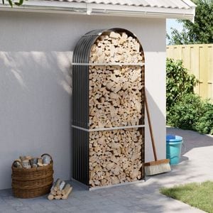 Suport de busteni vidaXL, antracit, 80x45x190 cm, otel galvanizat