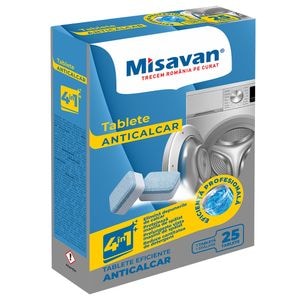 Tablete anticalcar 4 in 1 pentru masina de spalat rufe Misavan, 25 tablete