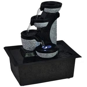 Fantana vidaxL de interior din polirasina, cu iluminare LED, 22.5 x 17 x 25 cm, gri