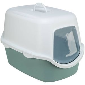 Litiera pentru pisici Trixie Vico, Acoperita, 40x40x56 cm, Verde Salvie/Alb, 402710