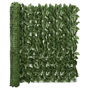 Paravan de balcon vidaXL, frunze verde inchis, 300x100 cm