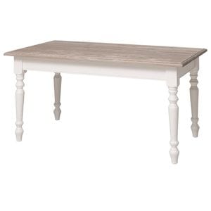 Masa de sufragerie cu picioare strunjite 180x90cm, culoare blat gri P067, culoare picioare alb P004, dublu color, 100% lemn masiv