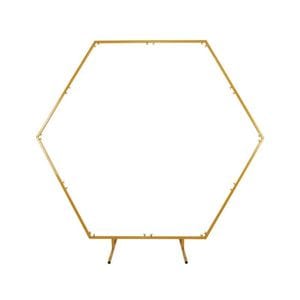 Arcada decor evenimente, PROCART, forma hexagonala, cadru metal, diametru 2 m, aurie