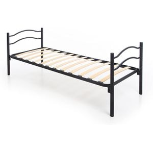 Pat cadru metalic Zeno, 14 lamele lemn, 80 x 200 cm, negru