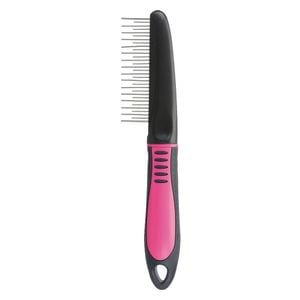 Pieptene descalcitor pentru pisici Trixie, Cu Dinti Alternanti, 22 cm, Roz/Negru, 23121
