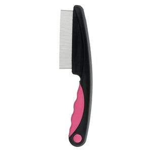 Pieptene pentru pisici Trixie, Indepartare Purici/Praf, 15 cm, Roz/Negru, 23120