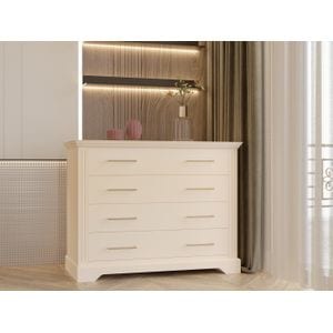 Comoda Darius, 4 sertare, lemn masiv tei, 115.4 x 41.8 x 90 cm, crem
