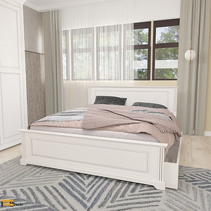 Set mobila dormitor Darius, 5 piese, lemn masiv tei, alb