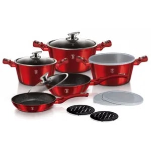 Set oale marmorate Berlinger Haus BH 7030, Burgundy Metallic Line, 13 piese