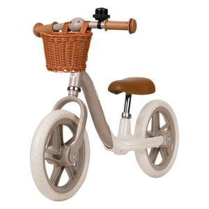 Bicicleta fara pedale Lionelo Alex Plus, Cu ghidon si sa reglabile, Cos depozitare si sonerie, Din otel, Cu roti din spuma EVA, 12 inch, Beige Sand