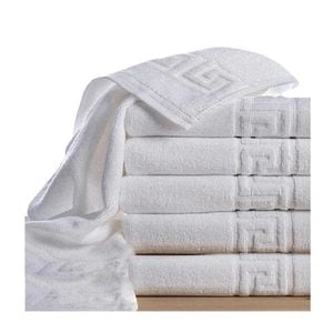 Set 5 prosoape Greek Border, ET COLLECTION, 100% bumbac, 50x90 cm, 380gsm, Alb