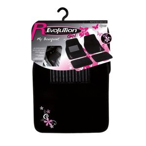 Set 4 covorase auto My Bouquet, universale, textil, negru