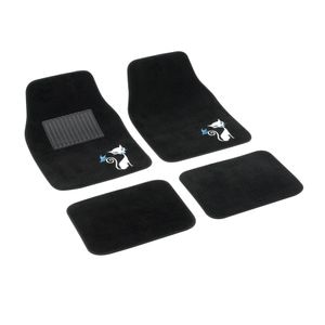 Set 4 covorase auto My Cat, universale, textil, negru-albastru